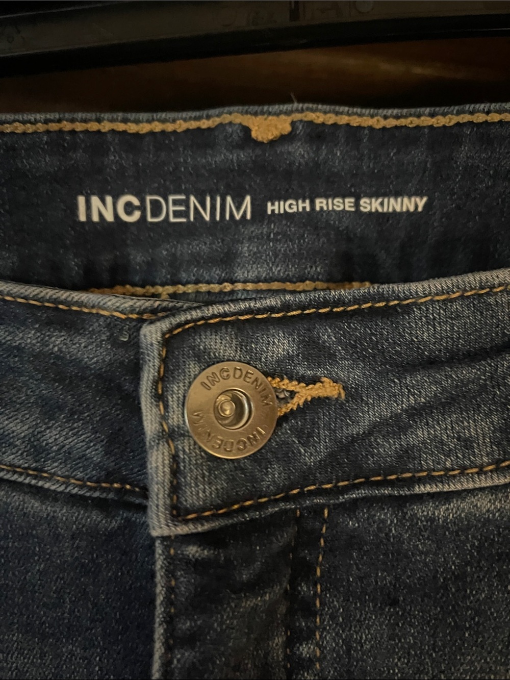 INC Denim Women’s Blue Skinny Jeans with Knee Distressing - Picture 2 of 5